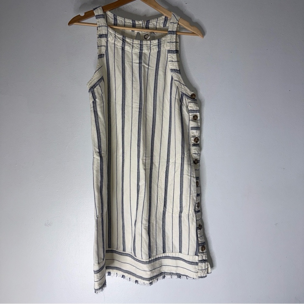 Anthropologie Cream Dress with Navy Stripes